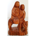 Houten beeldje, Jozef, Maria en Jezus op een ezeltje